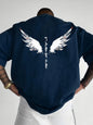 Minimalist men's summer new wing letter print soft and breathable round neck T-shirt outdoor street fashion top