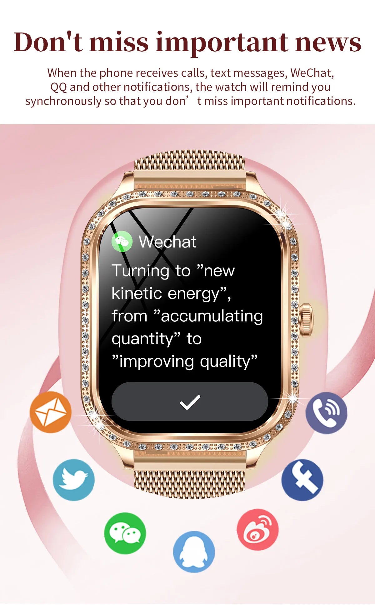 LIGE Fashion Design Women Smart Watch 1.75" Curved Screen Smartwatch Bluetooth Call Clock IP68 Waterproof Diamond Case Bracelet
