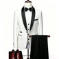( Jacket + Vest + Pants ) Men's 3 Piece Tuxedo Suit Set, Beige Blazer with Black Shawl Lapel for Wedding, Groom, Formal Party