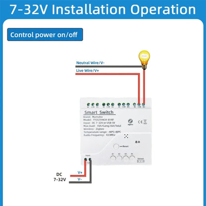 Tuya Zigbee 4 Gang Smart Switch with Temperature or Humidity Sensor Passive Dry Contact 32V 250V Switch Relay Alexa Compatible