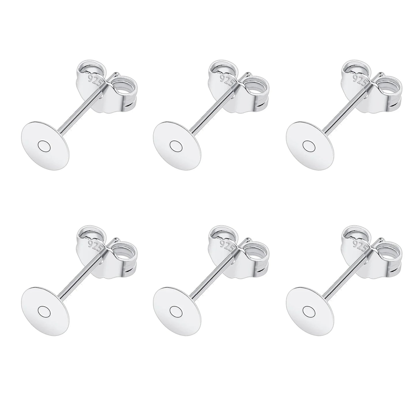50pcs/Bag 925 Silver Stainless Steel Earring Studs Blank Post Base Pins With Earring Plug Findings Ear Back For Jewelry Making