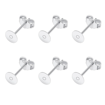 50pcs/Bag 925 Silver Stainless Steel Earring Studs Blank Post Base Pins With Earring Plug Findings Ear Back For Jewelry Making