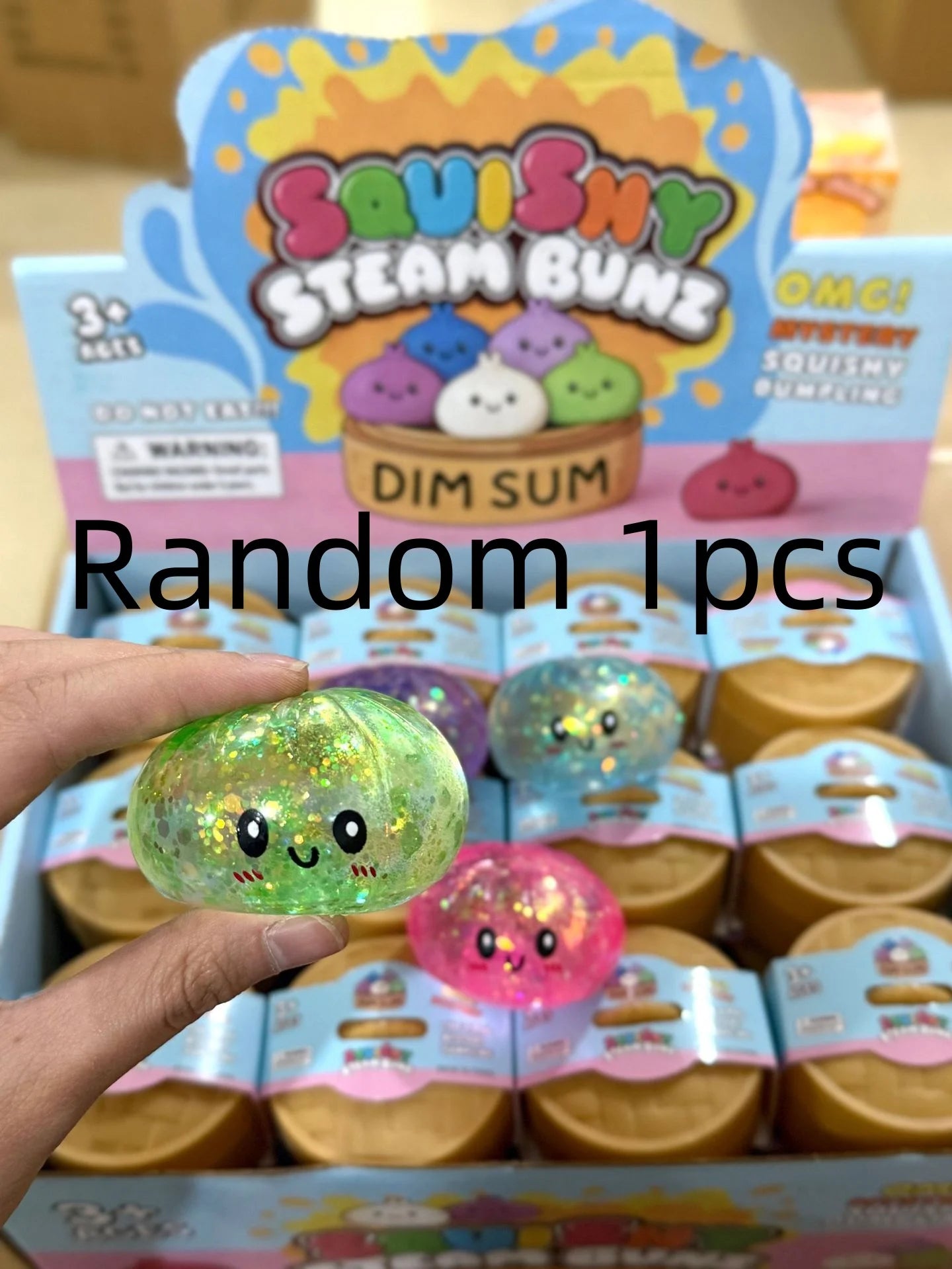 Hot Glitter Dumpling Squishy Maltose Series with Box Dumplings Sensory Squeeze Toy for Stress Relief Random Color