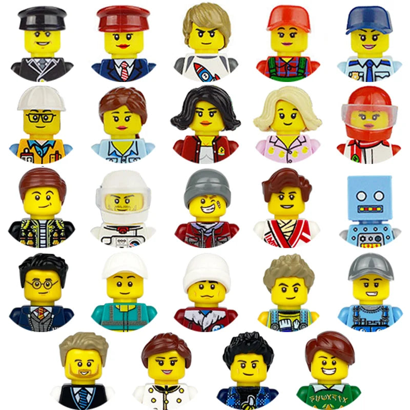 City character building block figure set, little block people, block accessories, engineer, doctor, firefighter, kids' toy
