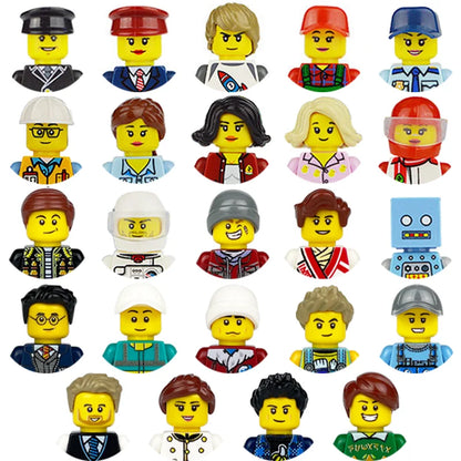 City character building block figure set, little block people, block accessories, engineer, doctor, firefighter, kids' toy