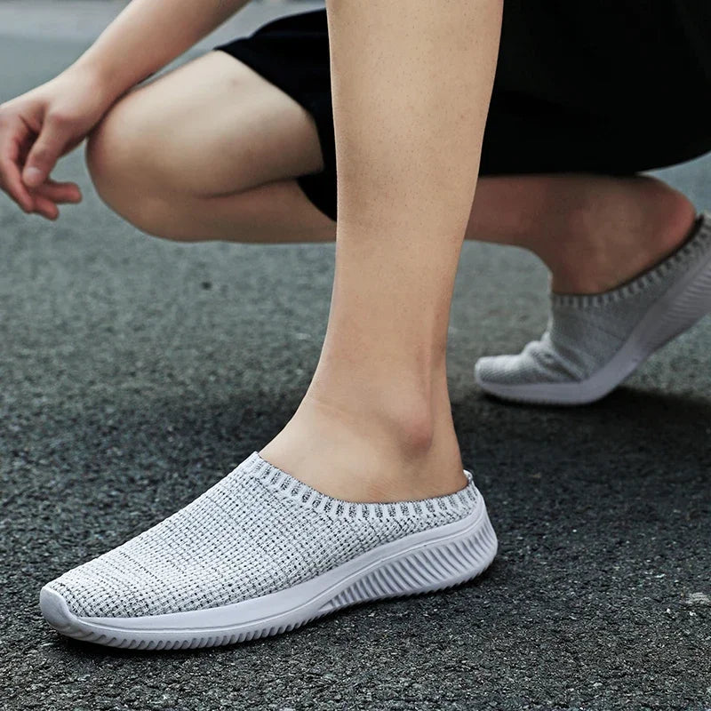 Summer Men Casual Shoes Mesh Loafers Breathable Half Slippers Outdoor Indoor Women Comfortable Fashion Couple Walking Sneakers