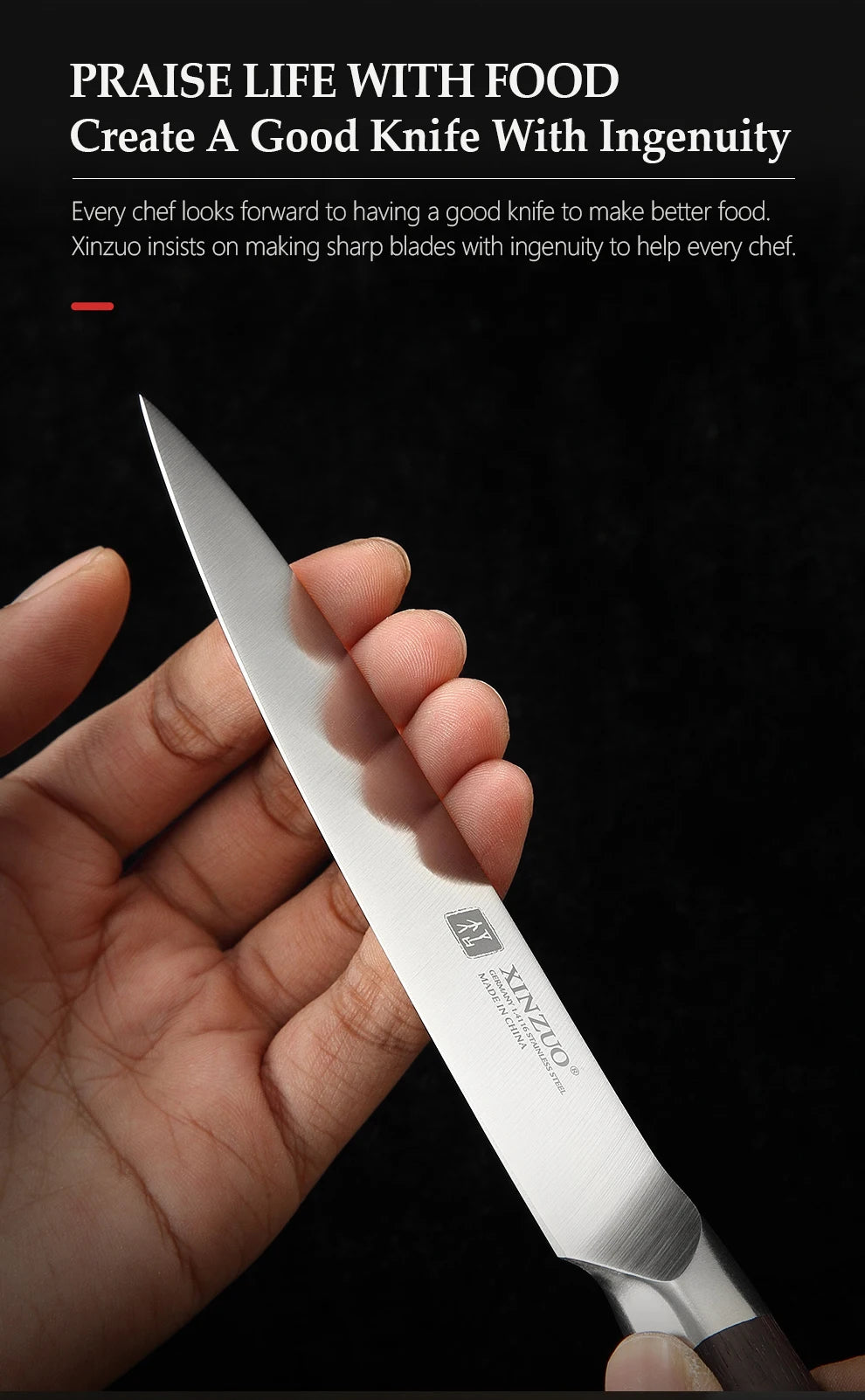XINZUO 1-5PCS High Quality 3.5+5+8+8+8"  Paring Utility Cleaver Chef Knife Germany 1.4116 Stainless Steel Kitchen Knife Sets