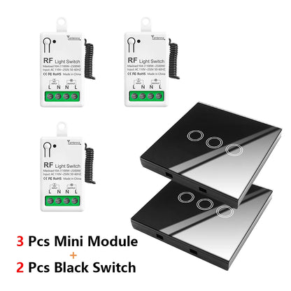 Diese 86 Wireless Touch Light Switch 433MHz Remote Transmitter, AC 110V~250V 10A Relay Receiver Interruptor for home improvement