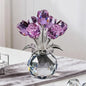 Creative Crystal Rose Sculpture Reflect Colorful Rose Bouquet Ornaments Small Handmade Crystal Rose Bundle Mother's Day
