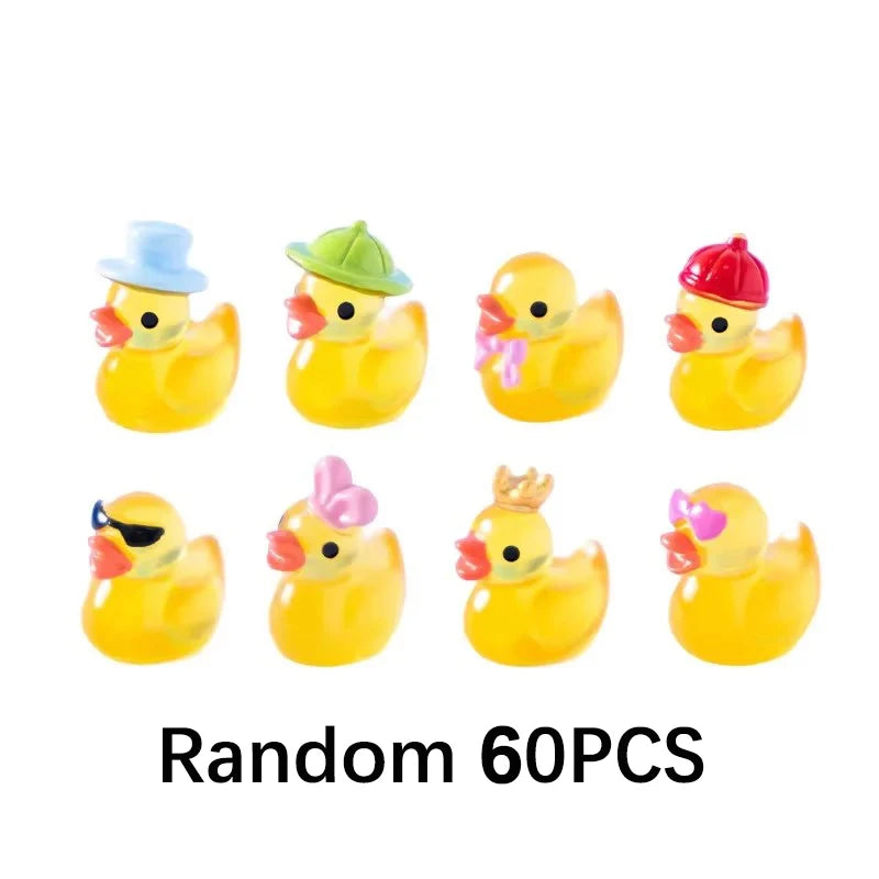 30/60/100PCS Luminous Mini Duck Micro Landscape Access Miniature Figurines Fairy Home Decoration Glow in the Dark Mixed Style
