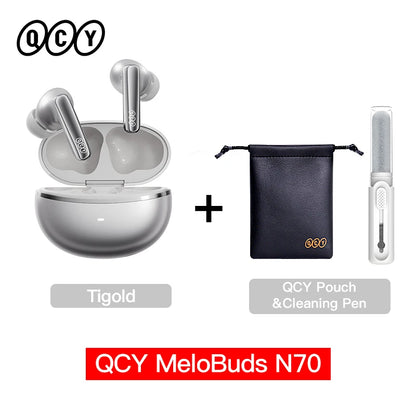 QCY MeloBuds N70 Adaptacyjne ANC Bezprzewodowe słuchawki douszne Bluetooth 6.0 LDAC Hi-Res Audio 6 mikrofonów Ładowanie bezprzewodowe Słuchawki 50 godzin IPX5
