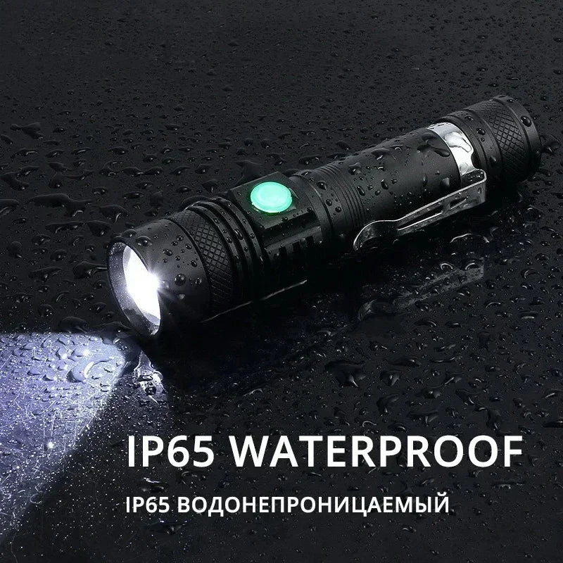 Aluminum Alloy Portable Torch Powerful LED Flashlight USB ReChargeable Outdoor Tactical Zoom Camping Waterproof Flash Light