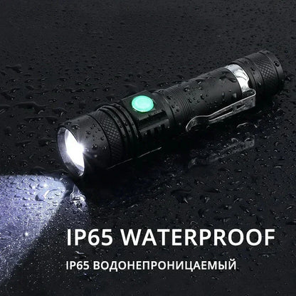 Aluminum Alloy Portable Torch Powerful LED Flashlight USB ReChargeable Outdoor Tactical Zoom Camping Waterproof Flash Light