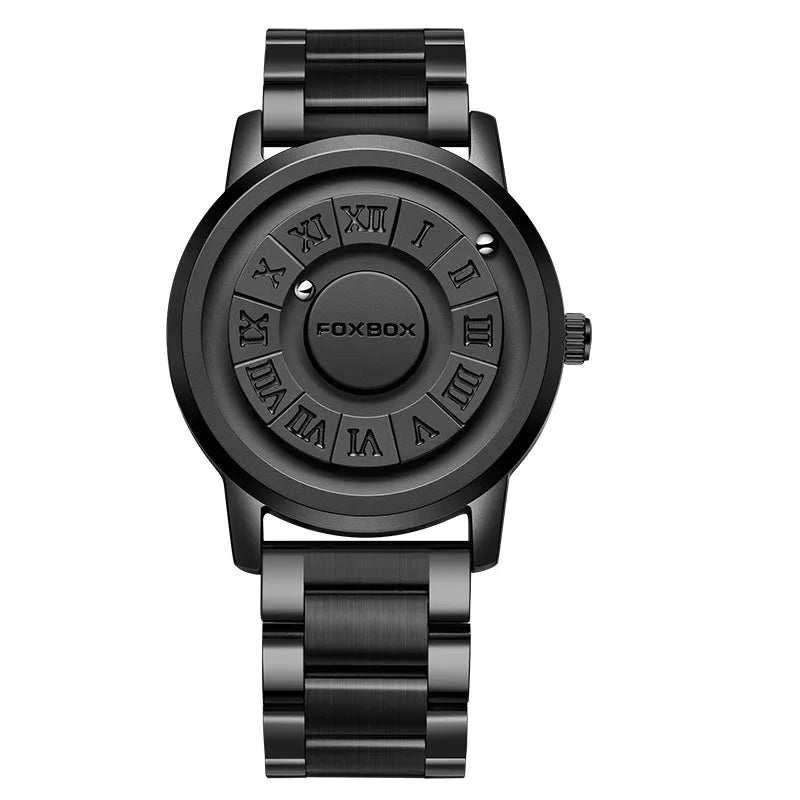FOXBOX Fashion Leather Watch Men Creative Rolling Pointer Design Watch Men Casual Business Military Men's Quartz WristWatches