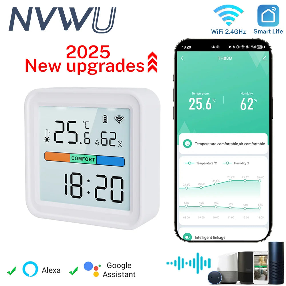 Tuya WiFi Temperature Humidity Sensor for Smart Home with LCD Screen Backlight Hygrometer Thermometer Support Alexa Google Home