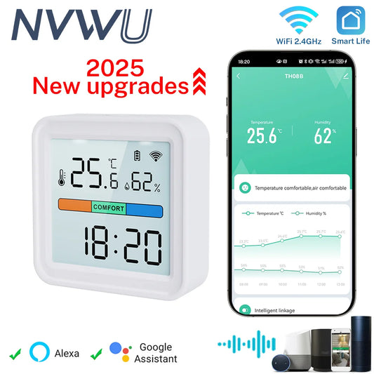 Tuya WiFi Temperature Humidity Sensor for Smart Home with LCD Screen Backlight Hygrometer Thermometer Support Alexa Google Home