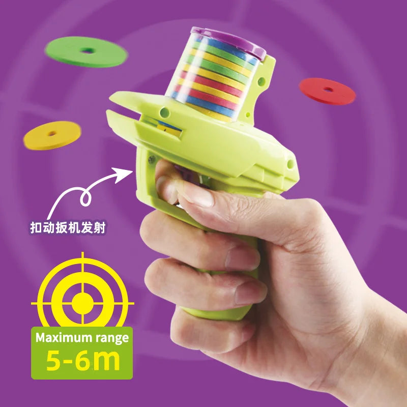 Kids Outdoor Game Foam Disc Gun Toy Flying Disc Shooting Launcher Fight Soft Gun Boys Girls Interactive Parent-child Sport Toy