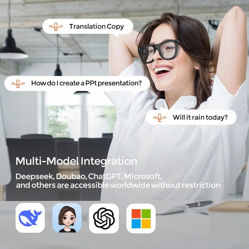 2026 Smart AI Glasses Mini Camera 800W 4K Photo Video Record OpenAI AI Translation Bluetooth Call Music Multifunction Glasses