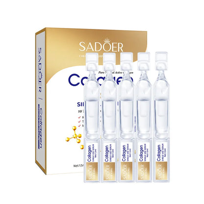 1 Box of 10 Collagen Anti-Wrinkle Single-Use Essence Serums, Moisturizing and Hydrating, Refreshing and Non-Greasy