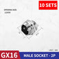 10 sets GX16 metal aviation socket 2/3/4/5/6/7/8/9/10pin electric cable terminal fixed type and butt mobile type Female&male