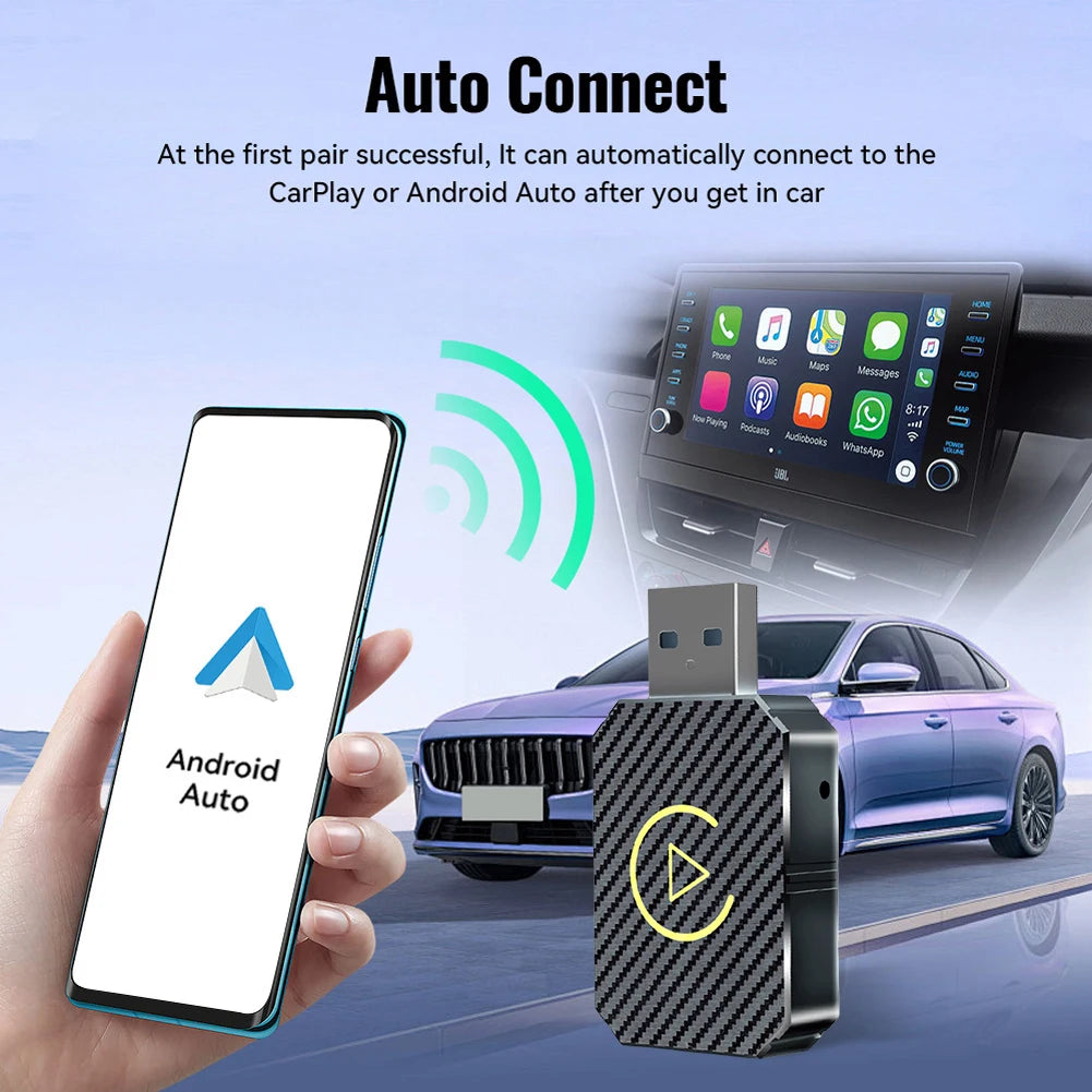 Wireless Carplay Android Auto Adapter Plug&Play CarPlay AI Box BT Wireless Dongle for OEM Wired CarPlay/Andriod Auto Cars TV Box