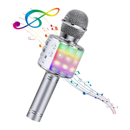 Wireless Bluetooth Karaoke Microphone with Built-in Speaker, Portable Singing Microphone for Kids Adults  with RGB Lights