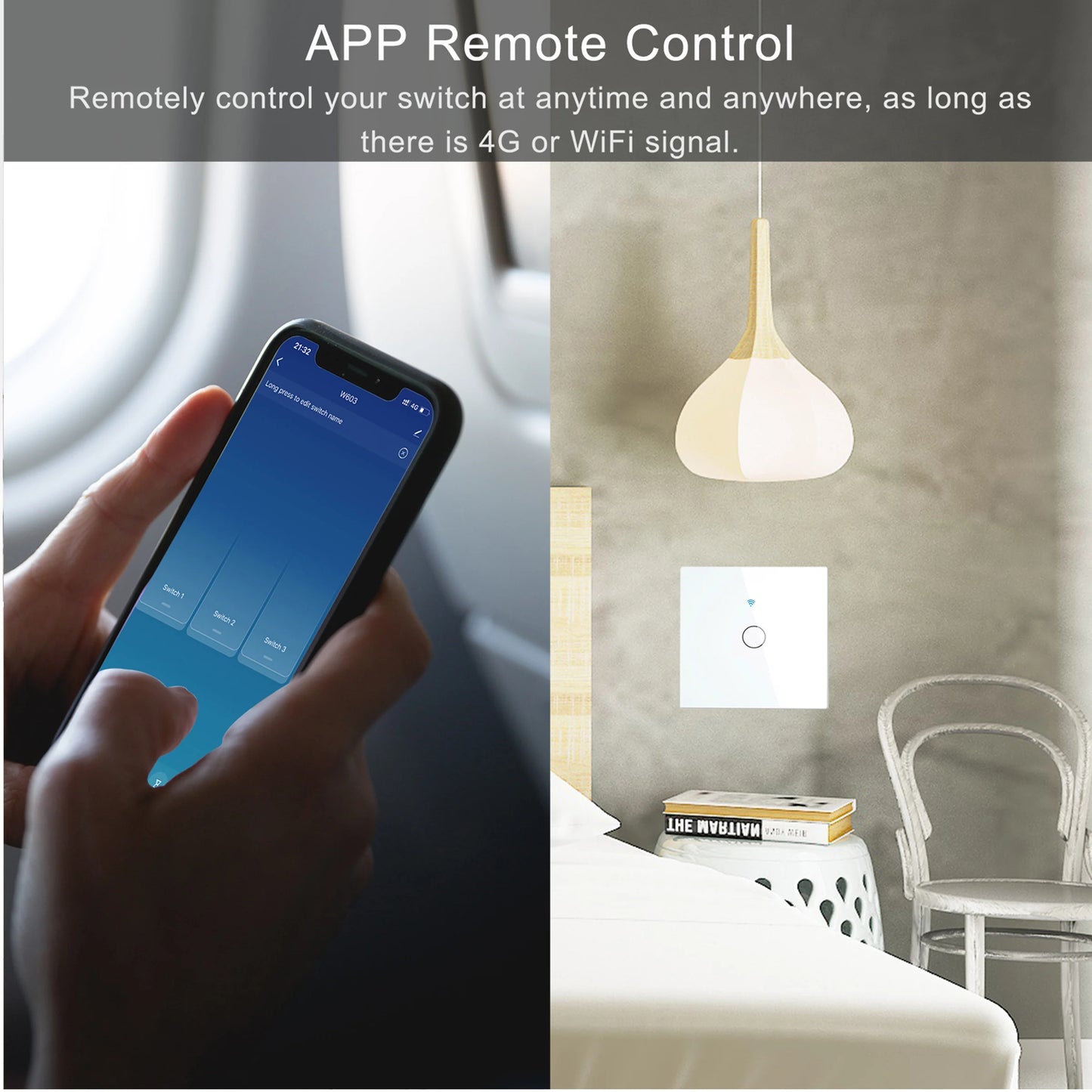 Tuya WiFi Smart Switch Works With Alexa No Neutral Wire Wireless RF433Mhz Remote Wall Touch Sensor Lightes Switch 1/2/3Gang