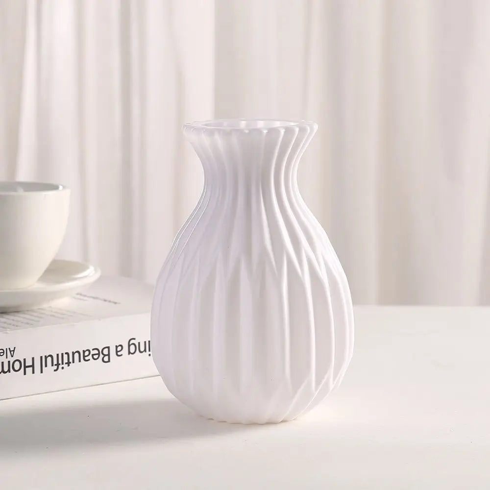 Plastic Vase White Imitation Ceramic Flower Pot Nordic Decor Wedding Home Table Outdoor Diy High Quality Gift Prop Bonsai Garden