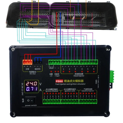 PD60 Auto Injector Fuel Injection Ignition Simulator Gasoline and Diesel Vehicle Car Computer Board ECU Maintenance Tester