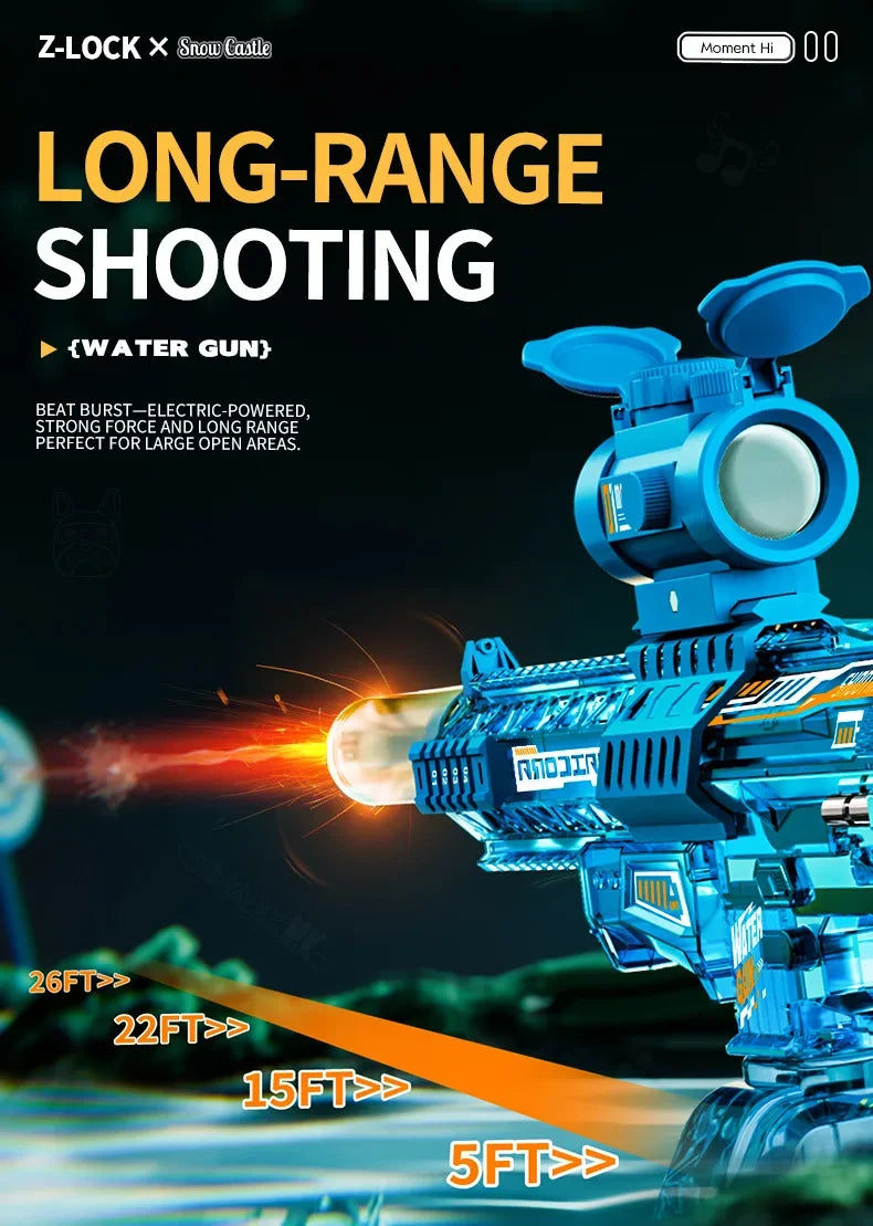 MK9 Children Pulse Electric Water Gun Automatic Water Absorption Induction Flash Light Water Blaster Summer Outdoor Toy for Kids