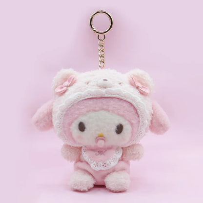 New Style Sanrio Latte Pacifier Cartoon Kulomi Cinnamoroll Melody Hello Kitty Cat Plush Toy Keychain Ornament Pendant Gifts