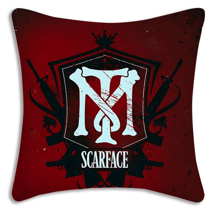 Hot Classic Movie Scarfaces Pillow Covers Cartoon Sofa Decorative Home Double-sided Printing Short Plush Cute Cushion Cover