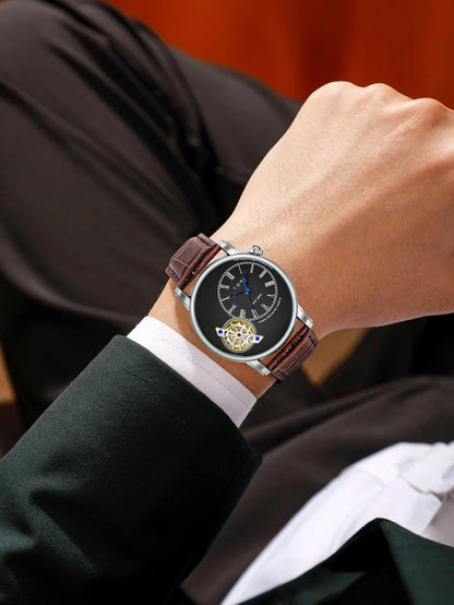 TOMI Set Gift Box Luxury and Fashionable Men's Quartz Watch Leisure Calendar Double Strap Quartz Watch Festival Gift