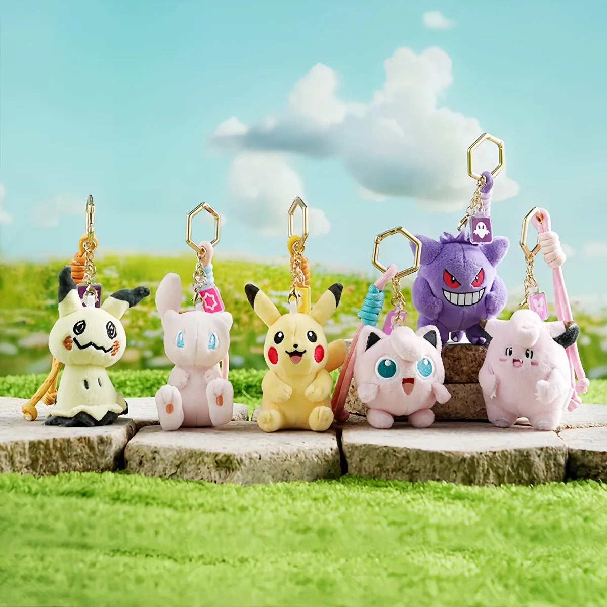 Pokemon Plush Keychain Anime Jigglypuff Gengar Sprigatito Urchin Mimikyu Sylveon Mew Umbreon Rowlet Stuffed Plushies Toys Gifts