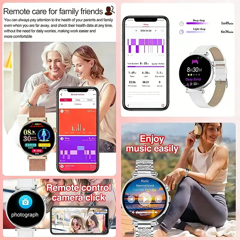 Smartwatch zdrowotny klasy pielęgniarskiej dla kobiet z ekranem AMOLED HD, wodoodpornością IP68, ciśnieniem krwi, połączeniami BT – modny zegarek dla kobiet