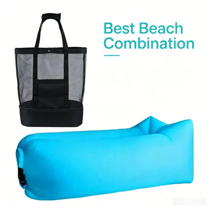 LUSQI Inflatable Lounger Air Sofa Extra Thick Foldable Couch For Outdoor Camping Beach Patio Quick Inflation Home Furniture