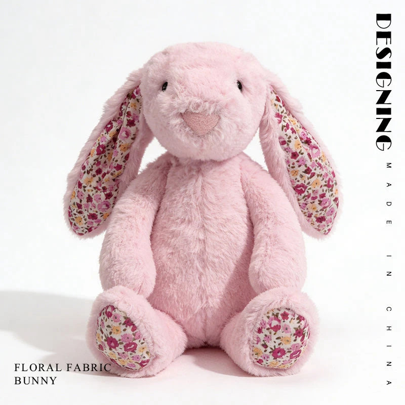 23cm Adorable Floral Bunny Plush Toy Huggable Soft Stuffed Rabbit Doll with Floral Ears Birthday Gift for Girl Plush Collectors