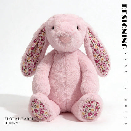 23cm Adorable Floral Bunny Plush Toy Huggable Soft Stuffed Rabbit Doll with Floral Ears Birthday Gift for Girl Plush Collectors