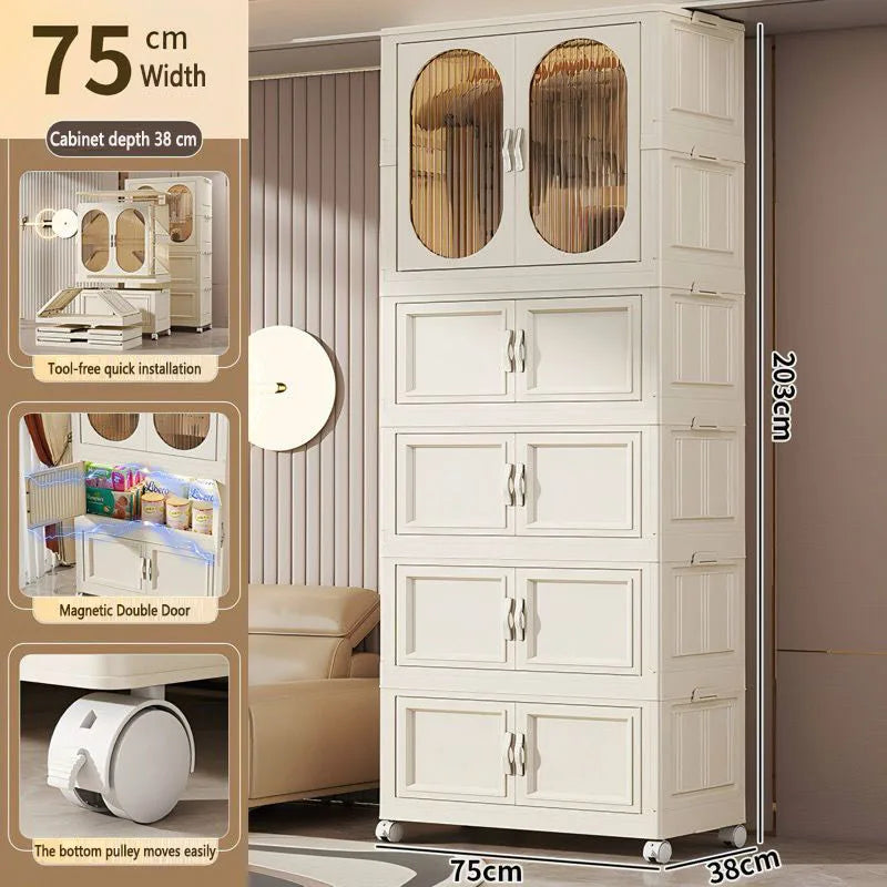 Foldable Baby Closet Plastic Infant Wardrobe Children's Clothing Storage Cabinet for Home Bedroom No Installation Needed