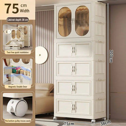 Foldable Baby Closet Plastic Infant Wardrobe Children's Clothing Storage Cabinet for Home Bedroom No Installation Needed