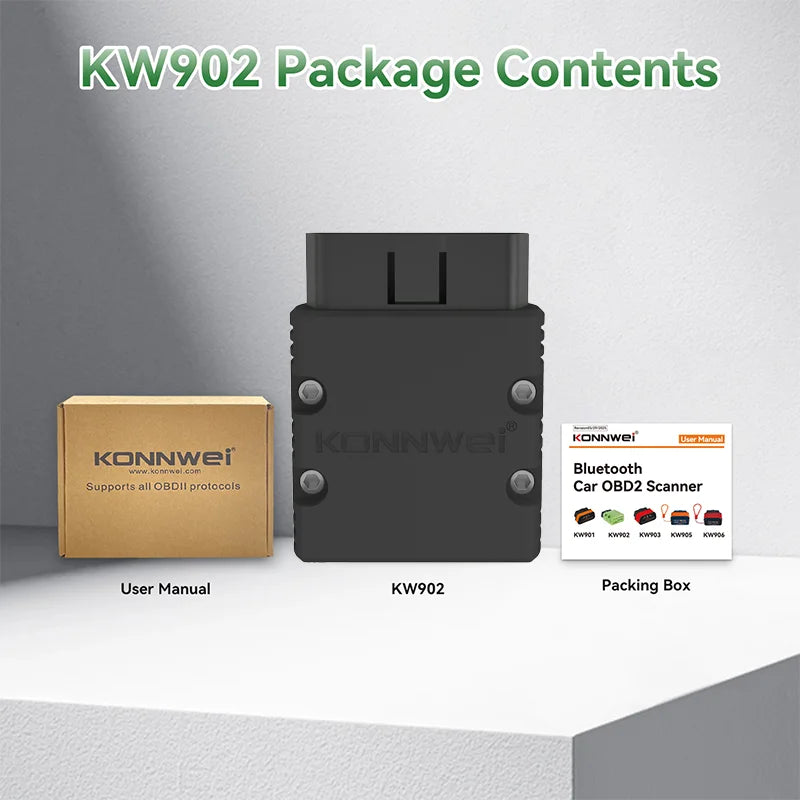 2026 KONNWEI KW902 Elm327 V1.5 OBD2 Bluetooth Car Diagnostic Scanner Mini obd Code Reader for Android/IOS Off Check Engine Light