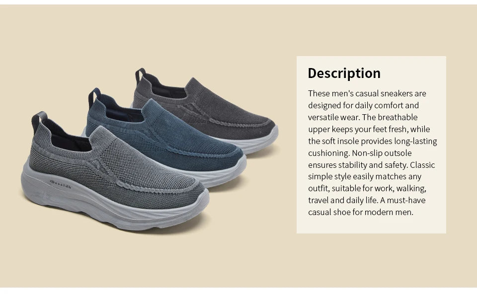 Men Summer Mesh Round Toe Lightweight Breathable Anti-Slip Casual Sneakers Walking Shoes Thin Breathable Summer Trainers