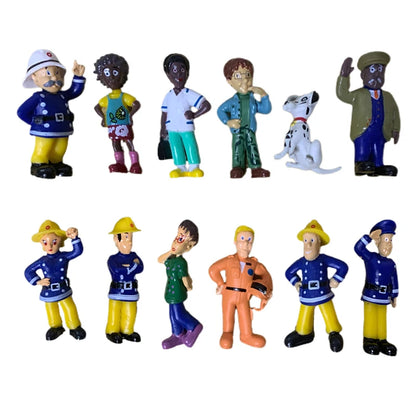 12Pcs/set Fireman Sam Cartoon Anime Fire Fighting Figure Model PVC Doll Toys Boy Girl Toy For Kids Birthday Xmas Gift