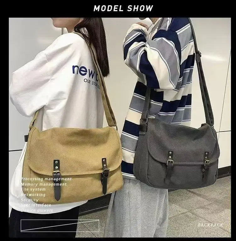 Canvas Large Capacity Mens Casual Handbags Vintage Shoulder Messenger Bag Leisure Student Satchel Package Bolsos Crossbody Bags
