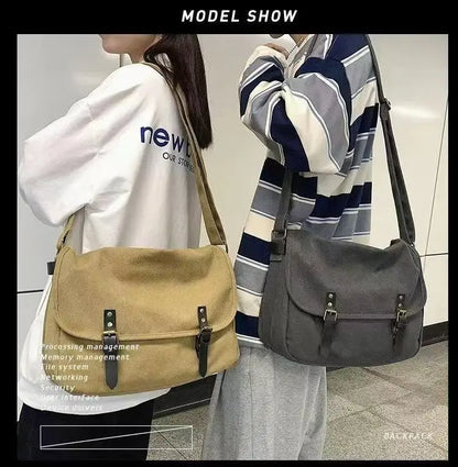 Canvas Large Capacity Mens Casual Handbags Vintage Shoulder Messenger Bag Leisure Student Satchel Package Bolsos Crossbody Bags