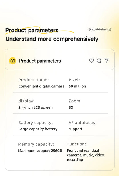 Xiaomi Retro 4K CCD Camera 50MP Auto Focus Dual Flash 8x Zoom Portable Student Vlog Camera for Beginners Travel Gift Photography