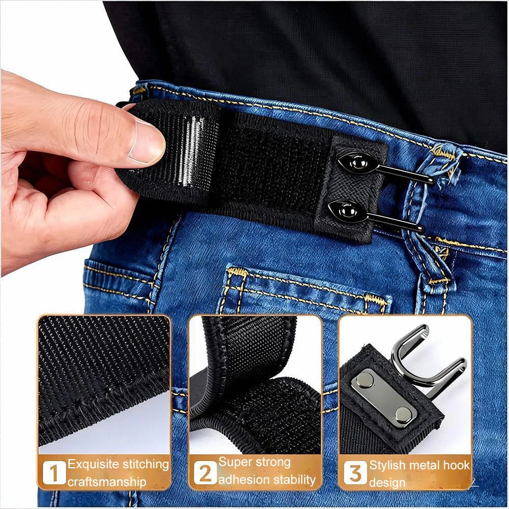 Nylon Buckleless Belt Hook, No Buckle Elastic Belt For Men Women, Adults Invisible Waist Strap for Daily Wear
