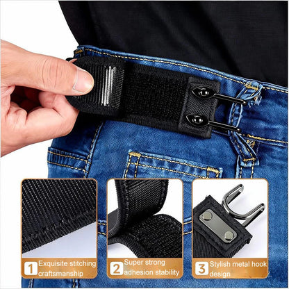 Nylon Buckleless Belt Hook, No Buckle Elastic Belt For Men Women, Adults Invisible Waist Strap for Daily Wear