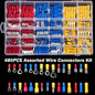 140-1200Pcs Assorted Spade Terminals Insulated Cable Splice Butt Connector Electrical Wire Crimp Ring Fork Set Ring Lugs Kit