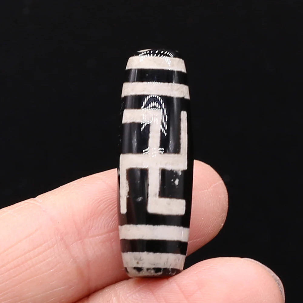 Natural Stone Bead Tibetans Divination Pattern Natural Agates Loose Bead for Women Making DIY Jewerly Necklace Gift 12x30mm